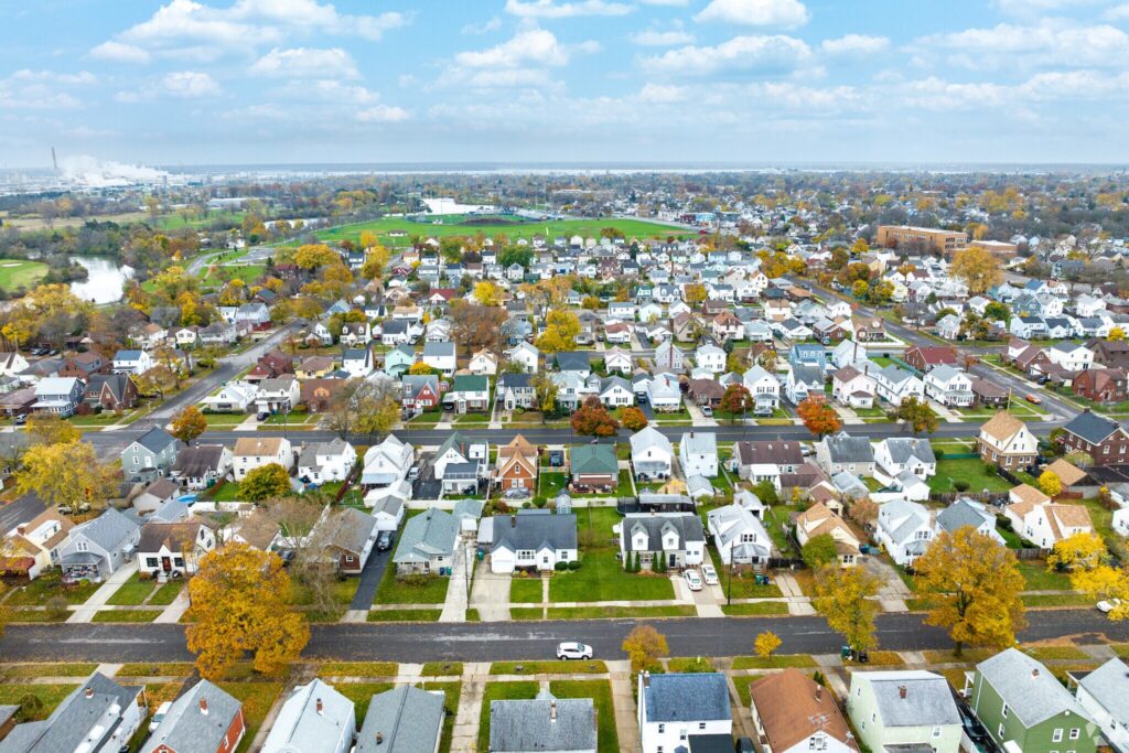 Aerial view of the Hyde Park neighborhood in Niagara Falls, New York