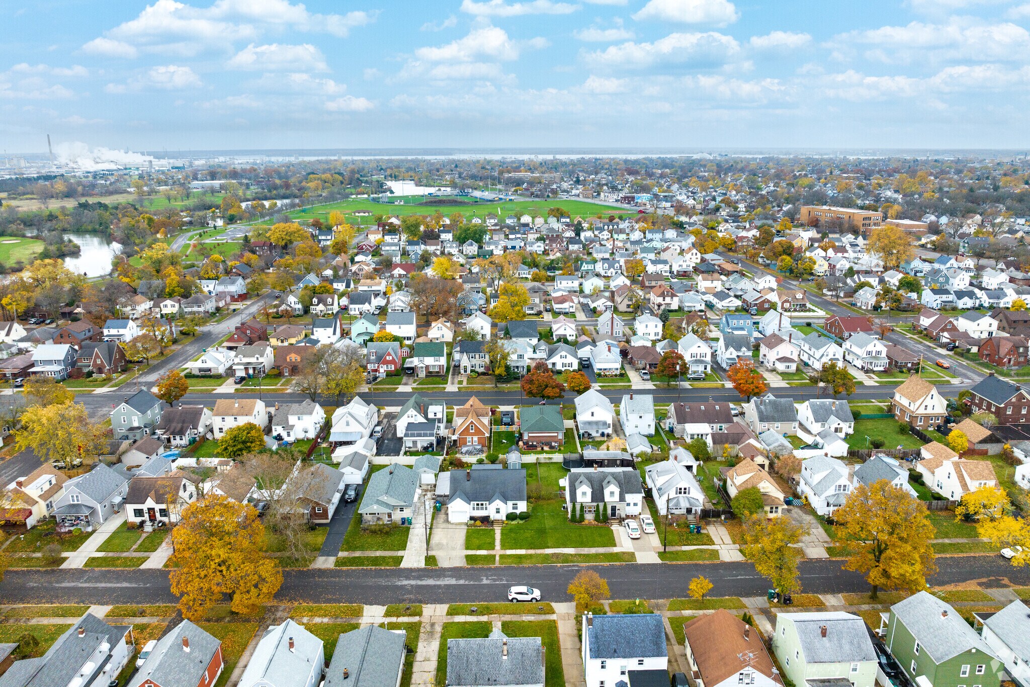Aerial view of the Hyde Park neighborhood in Niagara Falls, New York
