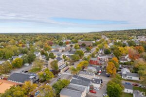 Aerial view of Lewiston, New York in autumn