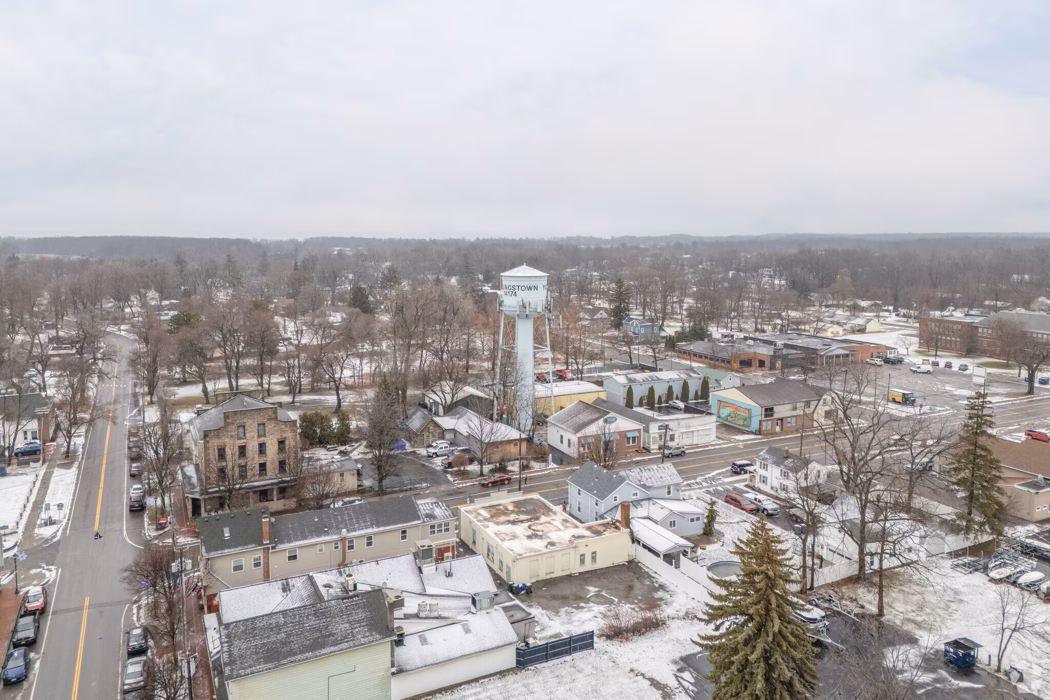 Aerial winter view of Youngstown, New York